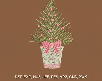 5 Size Grandmillennial Christmas Embroidery Design, Christmas Tree Embroidery Design, Xmas Embroidery Design, Embroidery Machines File