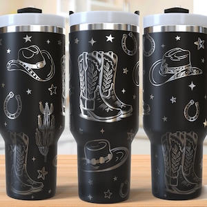 Cute Western 40oz Tumbler Laser Engraving Wrap, Cowgirl Tumbler Laser svg, 40oz Laser Engraved Svg, Laser Engraving Svg,SVG For Laser Rotary