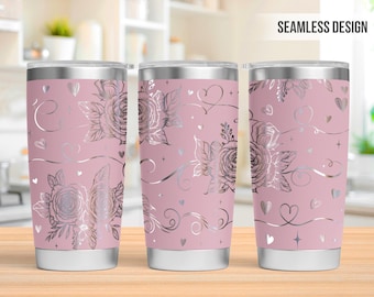 Rose Heart 20oz Tumbler Laser Engraving Wrap, Valentine's Day Tumbler Laser svg, 20oz Laser Engraved Svg, Laser Engraving Svg, Laser Rotary