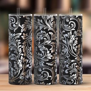 Tooled Leather 20oz Tumbler Laser Svg, Western Tooled Leather 20oz Skinny Tumbler Full Wrap Laser Svg, Laser Engraved Svg,Tumbler Laser File
