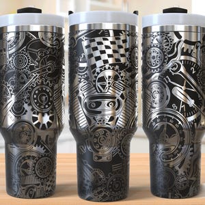 Metall Getriebe 40 Unzen Tumbler Laser Gravur Wrap, Auto Motor Zahnradkopf Tumbler Laser svg, 40 Unzen Laser gravierte svg, Laser-Gravur-Svg