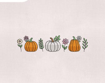 4 Size Pumpkins Embroidery Design, Cute Fall Embroidery Design, Flower Pumpkin Embroidery Design, Embroidery Machines File
