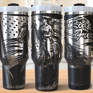 Ride Free Cowgirl 40oz Tumbler Laser Engraving Wrap, Cowgirl Tumbler Laser svg, 40oz Laser Engraved Svg, Laser Engraving Svg, Laser Rotary