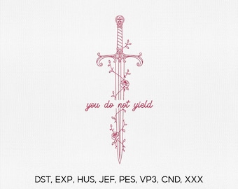 5 Size You Do Not Yield Embroidery Design, Throne Of Glass Embroidery Design, Throne Of Glass Embroidery PES File, Embroidery Machines File