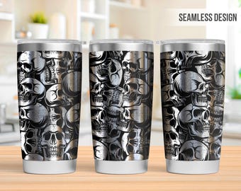 Gothic Skull 20oz Tumbler Laser Engraving Wrap, Skulls Tumbler Laser svg, 20oz Laser Engraved Svg, Laser Engraving Svg, SVG For Laser Rotary
