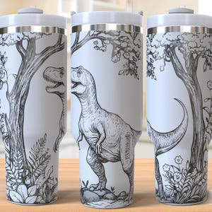 T-Rex Dinosaur 40oz Tumbler Laser Engraving Wrap, Dino Tumbler Laser svg, 40oz Laser Engraved Svg, Laser Engraving Svg, SVG For Laser Rotary