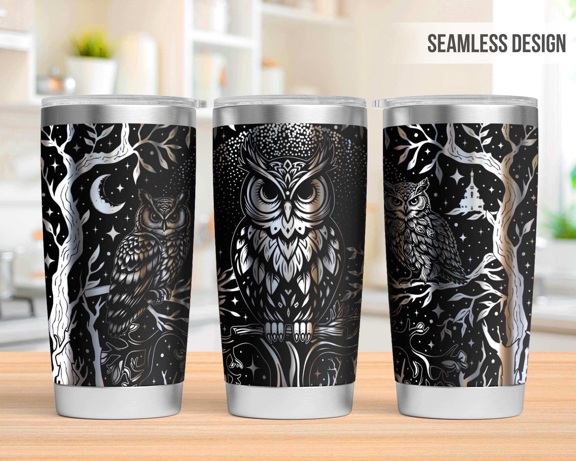 Owls 20oz Tumbler Laser Engraving Wrap, Night Owls Tumbler Laser svg, 20oz Laser Engraved Svg, Laser
