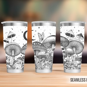 Mushroom & Butterfly 30oz Tumbler Laser Engraving Wrap,Mushroom Tumbler Laser svg,Laser Engraved Svg,Laser Engraving Svg,Laser Rotary
