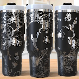 Orchid Flower 40oz Tumbler Laser Engraving Wrap, Orchid Tumbler Laser svg, 40oz Laser Engraved Svg, Laser Engraving Svg,SVG For Laser Rotary