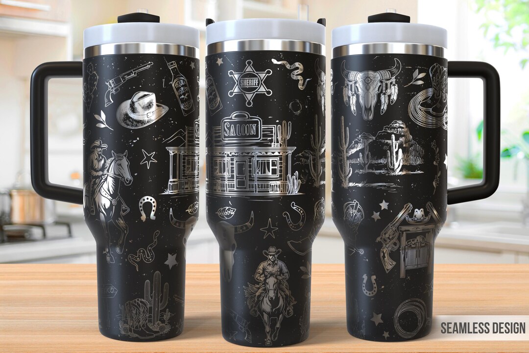 Western Cowboy 40oz Tumbler Laser Engraving Wrap, Cowboy Tumbler Laser ...