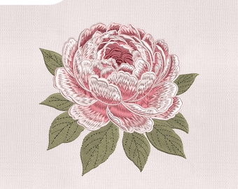 4 Size Peony Flower Embroidery Design, Floral Peony Embroidery Design, Peony Embroidery PES File, Embroidery Machines File