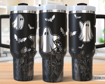 Cute Ghost 40oz Tumbler Laser Engraving Wrap, Cute Halloween Tumbler Laser svg, 40oz Laser Engraved Svg, Laser Engraving Svg, Laser Rotary