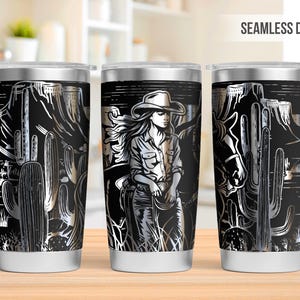 Cowgirl 20oz Tumbler Laser Engraving Wrap, Western Cowgirl Tumbler Laser svg, 20oz Laser Engraved Svg, Laser Engraving Svg, SVG Laser Rotary