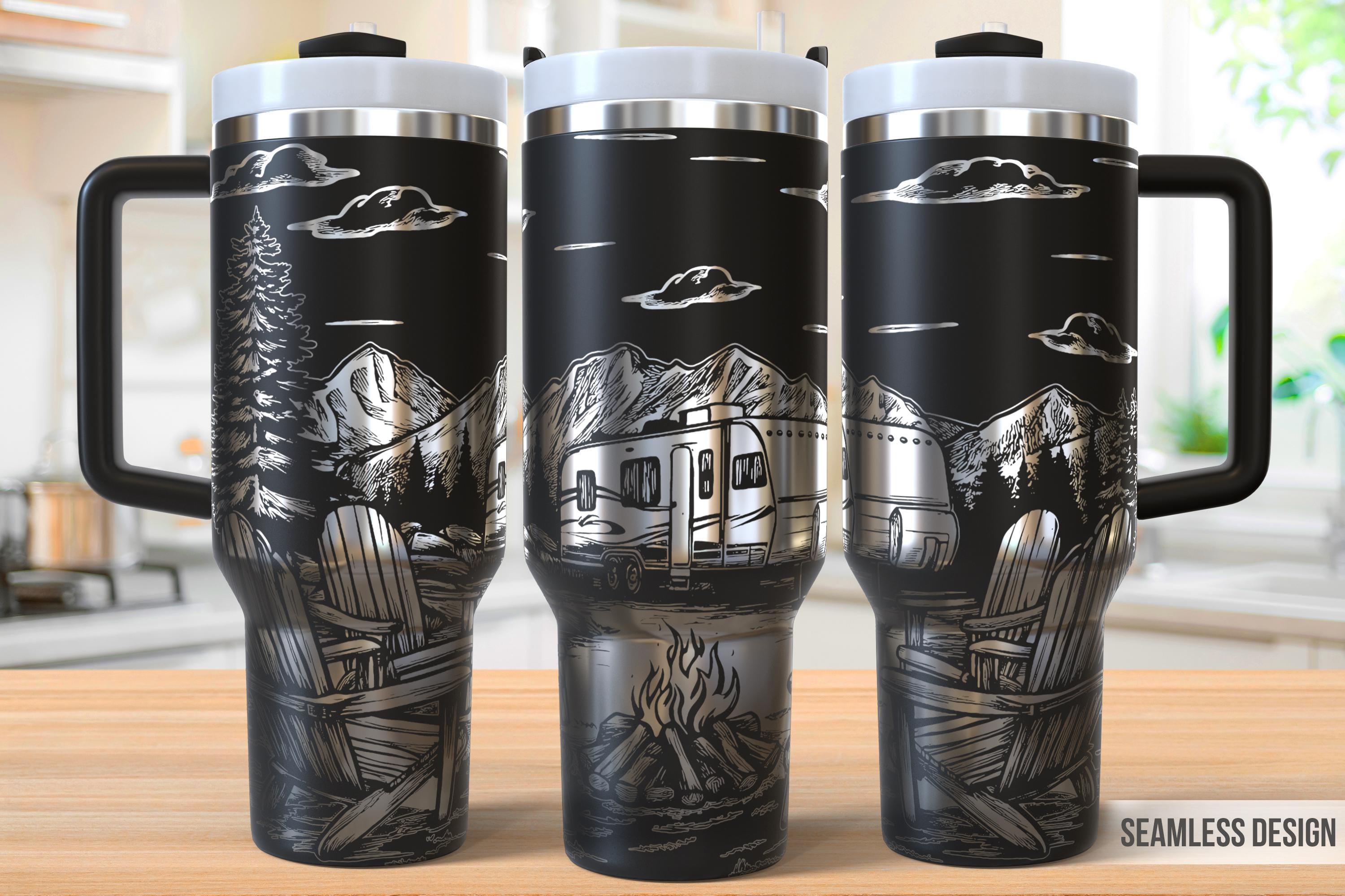 Outdoor Camping 40oz Tumbler Laser Engraving Wrap, Camper Tumbler Laser svg, 40oz Laser Engraved Svg, Laser Engraving Svg, SVG Laser Rotary