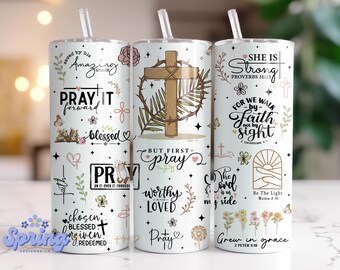 Christian Prayer 20oz Skinny Tumbler PNG, Bible Verse Tumbler Wrap PNG, Christian Quotes Sublimation, Christian Faith, Digital Download