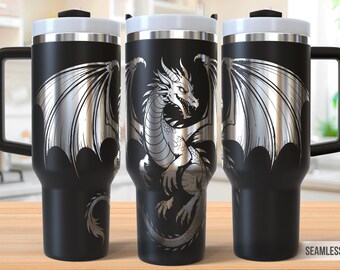 Gothic Dragon 40oz Tumbler Laser Engraving Wrap, Dragon Tumbler Laser svg, Laser Engraved Svg, Laser Engraving Svg, SVG Laser Rotary