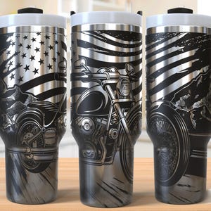Motorcycle 40oz Tumbler Laser Engraving Wrap, American Biker Tumbler Laser svg, 40oz Laser Engraved Svg, Laser Engraving Svg, Laser Rotary