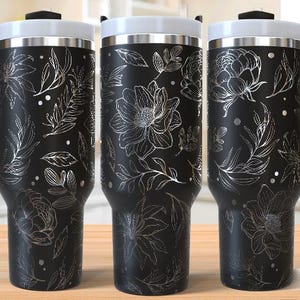 Flowers 40oz Tumbler Laser Engraving Wrap, Floral Tumbler Laser svg, 40oz Laser Engraved Svg, Laser Engraving Svg, SVG For Laser Rotary