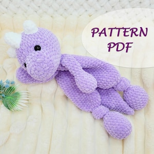 Amigurumi Dinosaur Snuggler Dragon Comforter Toy Pattern