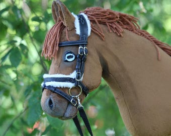 Anatomical Bridle for hobby horse with sewn in patterns (horse not included)