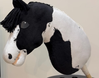 Piebald black and white hobby horse stickhorse
