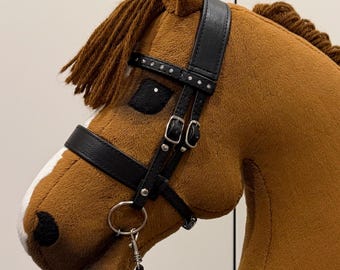 Bridle with wide noseband for hobby horse (horse not included)