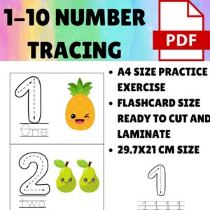 Cartes à Tracer les Chiffres à Imprimer : Pratique de l'Écriture, Reconnaissance des Nombres & Coloriage – Téléchargement Instantané