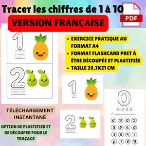 Cartes à Tracer les Nombres à Imprimer : Pratique de l'Écriture, Reconnaissance des Nombres & Coloriage – Téléchargement Instantané