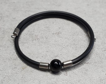 Empath protection, Black tourmalime bracelet, Matching couple simple bracelet, Couple Distance bracelets, Anxiety Relief gift