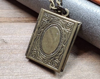 Dark Academia book necklace 2 picture photo locket pendant College student gift