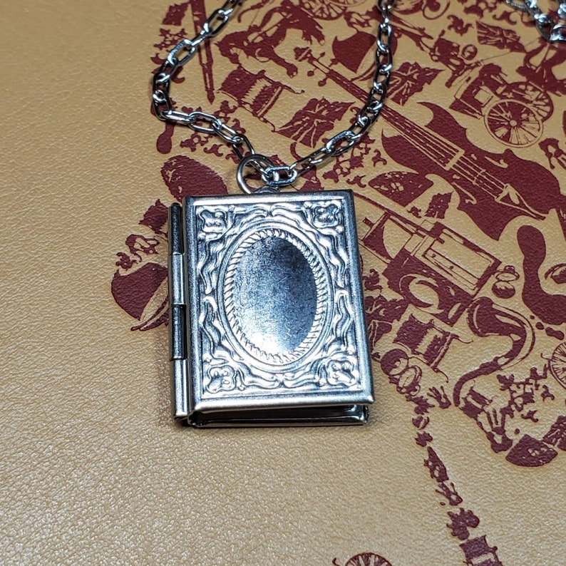 Dark Academia book necklace 2 picture photo locket pendant College student gift image 10