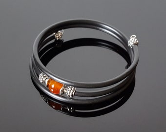 Carnelian cuff bracelet, memory wire bracelets for women