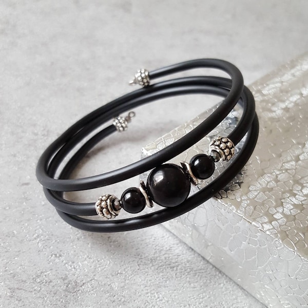 Pulsera de shungita: turmalina negra, protección contra campos electromagnéticos, alivio de la ansiedad