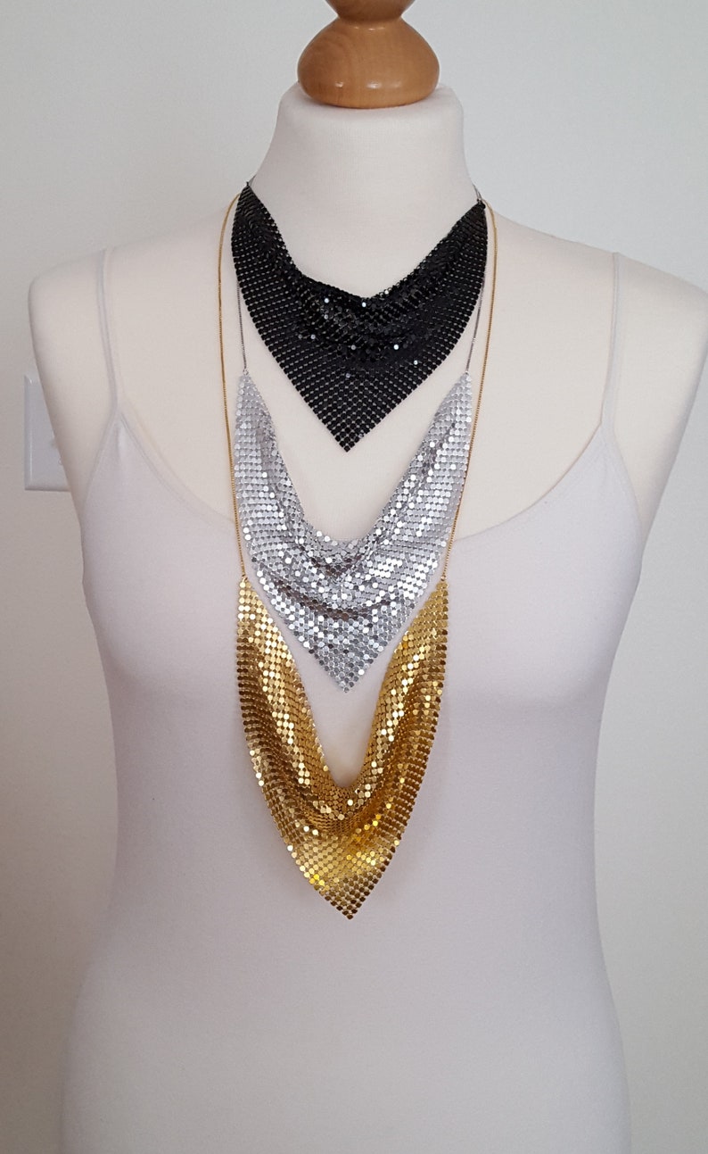 Gold Mesh Necklace Choker Bib Statement Necklace for Sister Etsy