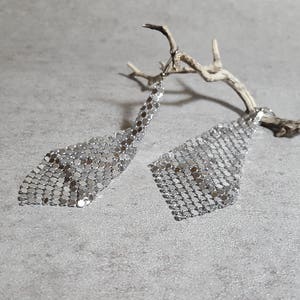 Metal silver mesh earrings Gipsy earrings Disco earrings silver