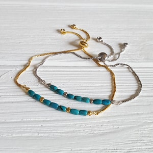 December Birthstone jewelry. Green turquoise bracelet, raw turquoise bolo bracelet, Mindfulness gift