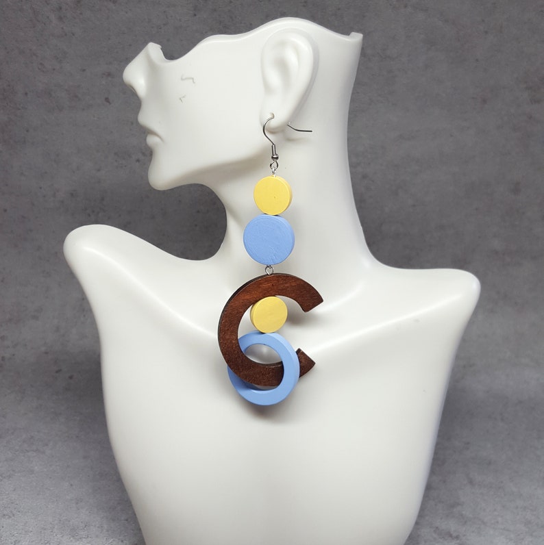 Big statement earrings, extra long earrings, bold earrings, oversize earrings, geometric earrings, gipsy earrings image 8