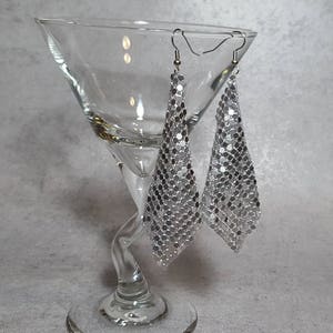 Metal silver mesh earrings Gipsy earrings Disco earrings image 4