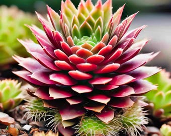 Radiant Tower Sempervivum Succulent - Jewel Collection Botanical Art for Unique Home Decor