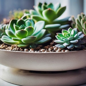 Succulent Photography - Elegant Succulent Arrangement in Ceramic Planter for Wall Decor and Botanical Art Prints