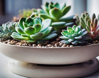 Succulent Arrangement Photography: Modern Ceramic Planter Art (Digital Download)