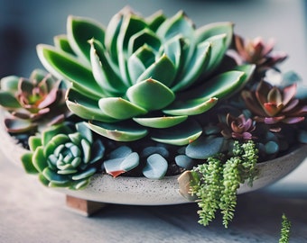 Succulent Garden Art Print: Modern Ceramic Planter (Digital Download)