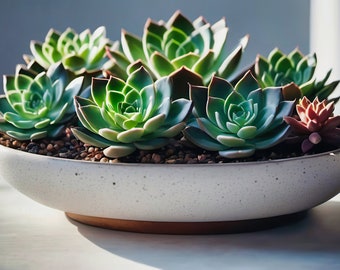 Sukkulenten Arrangement Fotografie: Keramik Planter Botanische Kunst (Digitaler Download)