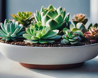 Succulent Garden Photography: Modern Ceramic Planter Art Print (Digital Download)