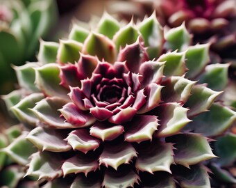 Succulent Photography - Close-Up Sempervivum Jewel for Botanical Wall Art and Prints