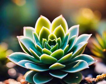 Radiant Jewel Sempervivum Succulent - Serene Macro Botanical Art for Home Decor