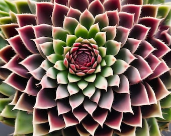 Succulent Photography - Symmetrical Sempervivum Jewel for Botanical Wall Art and Prints