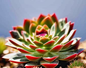 Succulent Photography - Radiant Sempervivum Jewel Macro for Botanical Wall Art and Prints