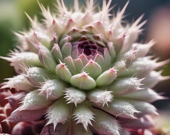 Succulent Photography - Unique Sempervivum Jewel Macro for Botanical Wall Art and Prints