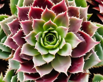 Succulent Photography - Sempervivum Jewel Macro for Botanical Wall Decor and Prints